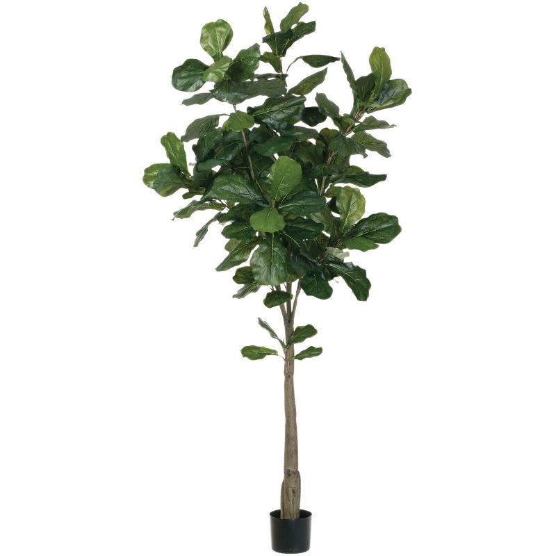 Tall Green Silk Fiddle Leaf Fig Tree in Black Pot