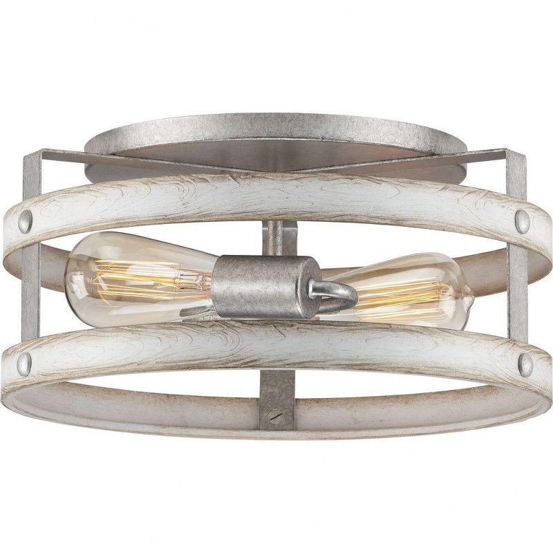 Progress Lighting Gulliver 2-Light Flush Mount Ceiling Light, Galvanized Finish, Open-Cage Design