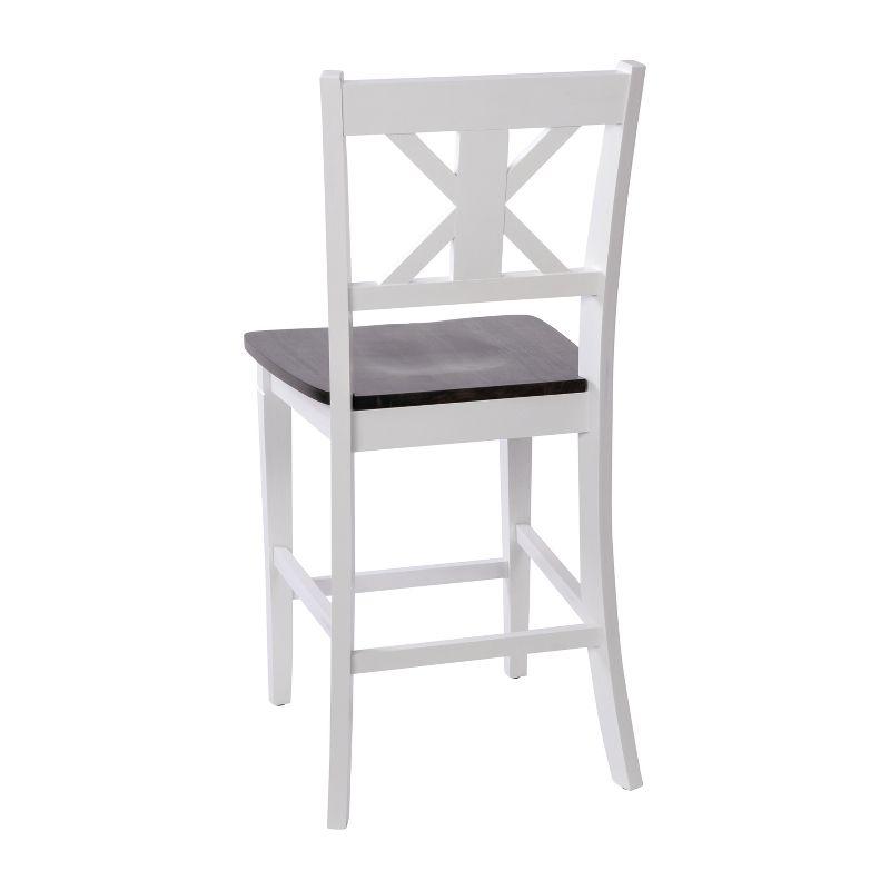 Merrick Lane Set of Two Solid Wood Modern Farmhouse Counter Height Dining Stool in Antique White Wash Finish