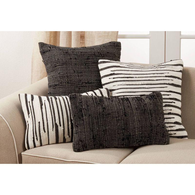 14"x23" Oversize Zebra Chindi Design Cotton Lumbar Throw Pillow Cover Black/White - Saro Lifestyle