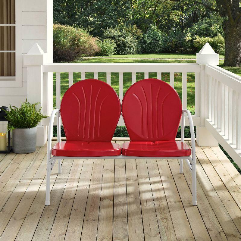 Griffith Red and White Metal Outdoor Loveseat