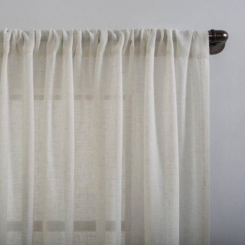 96"x52" Crushed Texture Anti-Dust Sheer Curtain Panel Off White - Clean Window: Modern Linen Rod Pocket