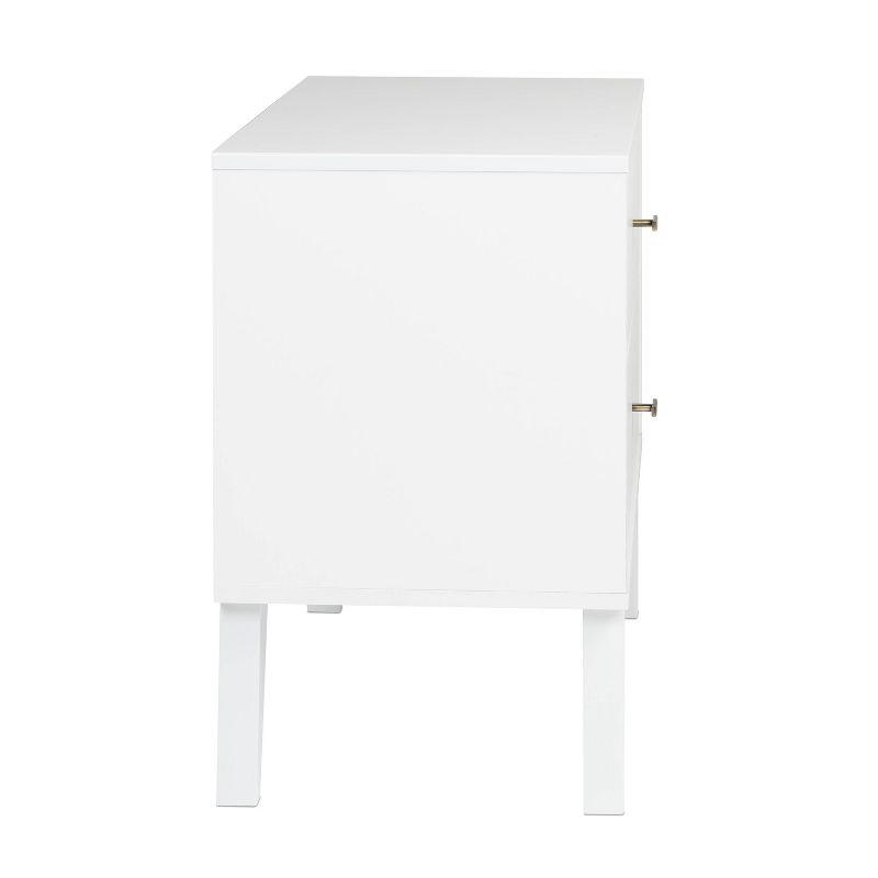 Mid Century Modern 2 Drawer Wide Nightstand White - Prepac: Sleek Bedside Table, Tapered Legs