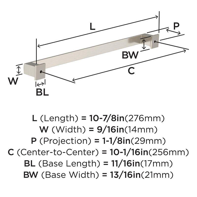 Amerock Appoint 10-1/16 inch (256mm) Center-to-Center Satin Nickel Cabinet Pull