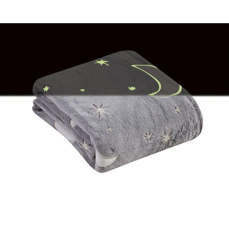 GoodGram Space Adventures Stars & Moons Glow In The Dark Ultra Soft & Plush Fleece Accent Throw Blanket - 50 In. X 60 In.