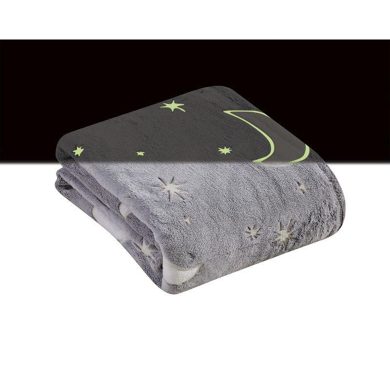 Space Adventures Gray Glow-In-The-Dark Fleece Throw Blanket