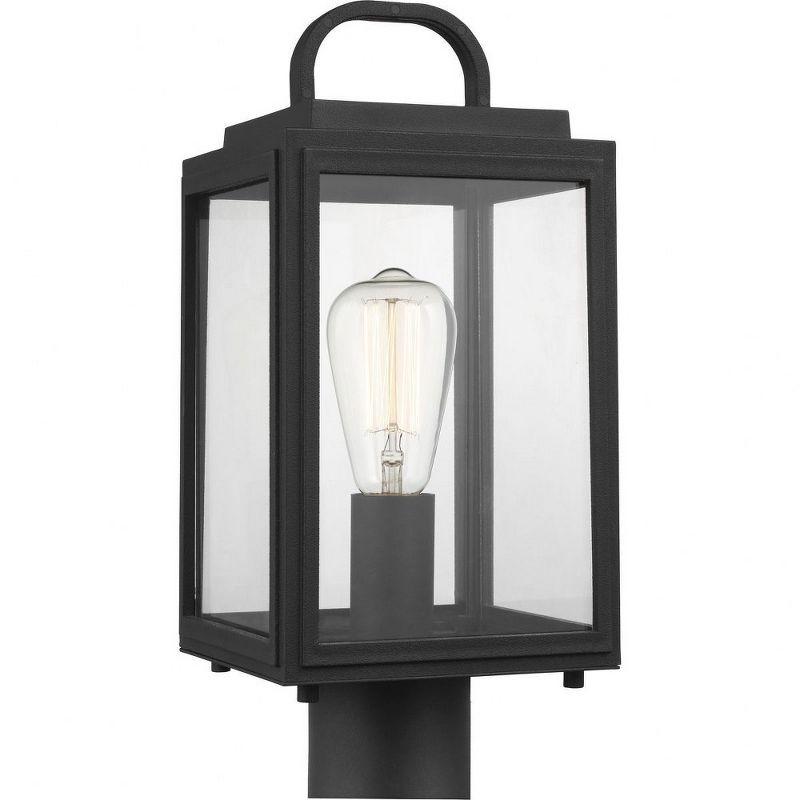 Progress Lighting Grandbury 1-Light Outdoor Post Light in Black with Clear Glass Panels and DURASHIELD Material