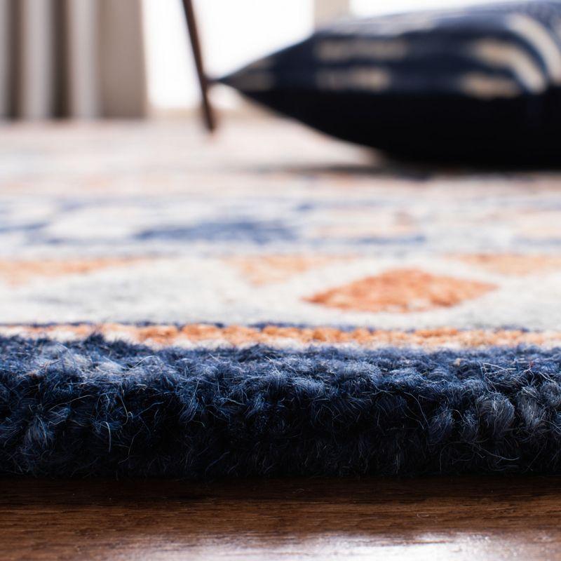 Handmade Blue and Orange Wool Tufted Square Rug