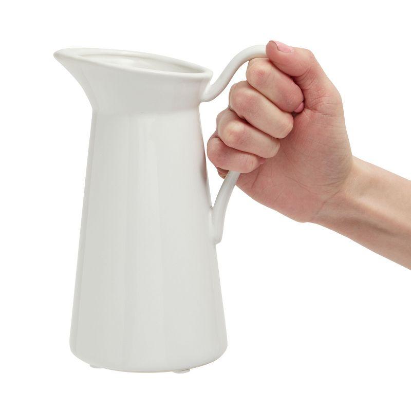 Farmlyn Creek 3 Piece Set Ceramic Pitcher Vases for Home Decor, Small White Centerpieces for Living Room, 3 Sizes