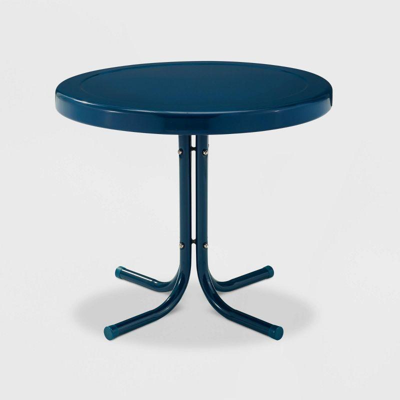 Navy Gloss Retro Steel Patio Side Table