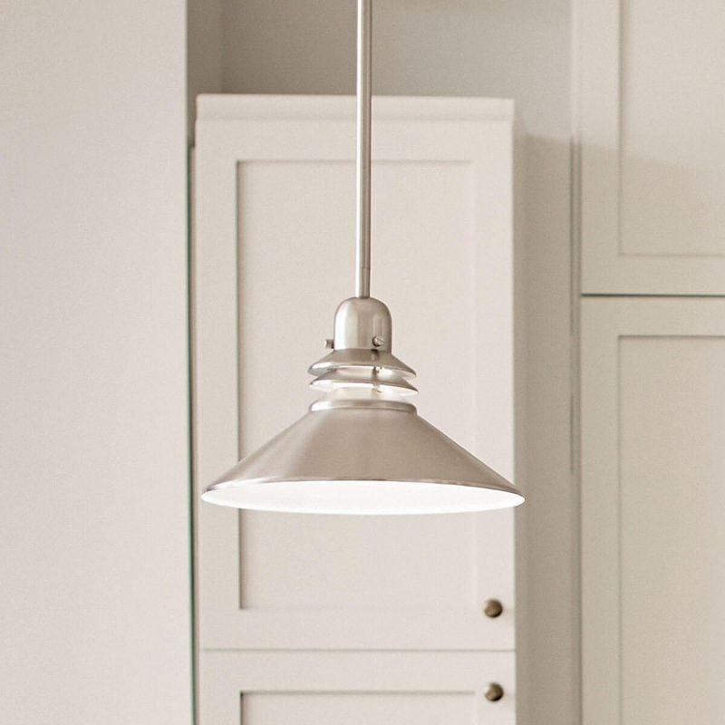 Brushed Nickel 11" Mini Pendant Light with Cone Shade