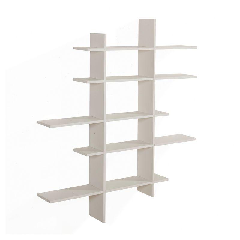 White Asymmetric Five Level Floating Wall Shelf