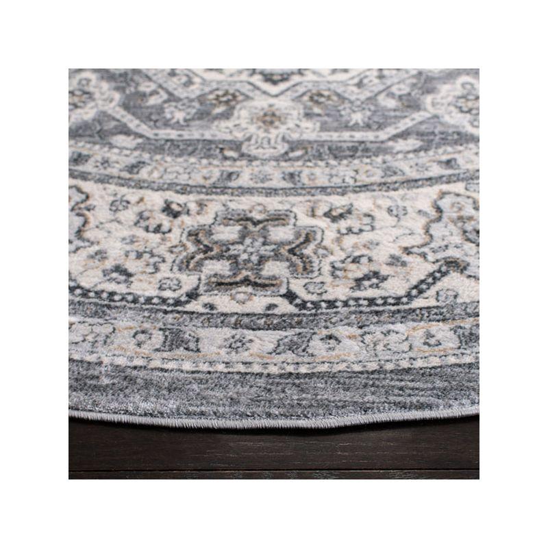Isabella ISA916 Power Loomed Area Rug - Grey/Cream - 6'7" Round - Safavieh