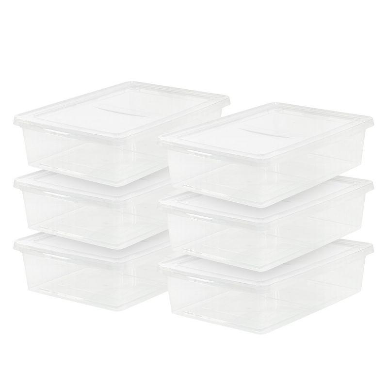 Clear 28 Qt Plastic Stackable Storage Bins with Lids, 6 Pack