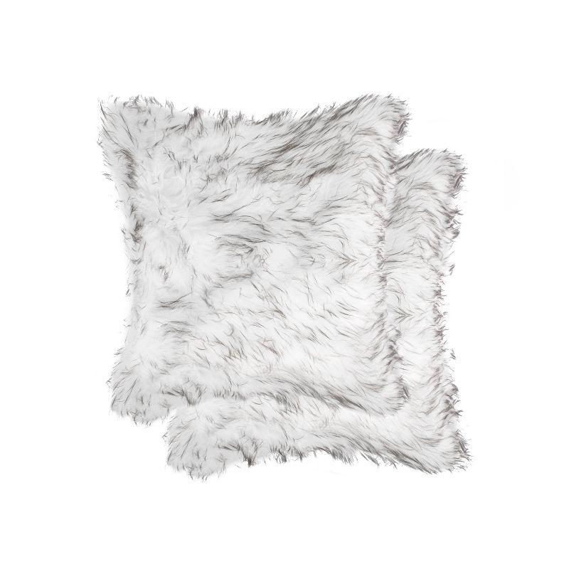 Luxe Belton Animal Print Faux Fur Throw Pillow (Set of 2)