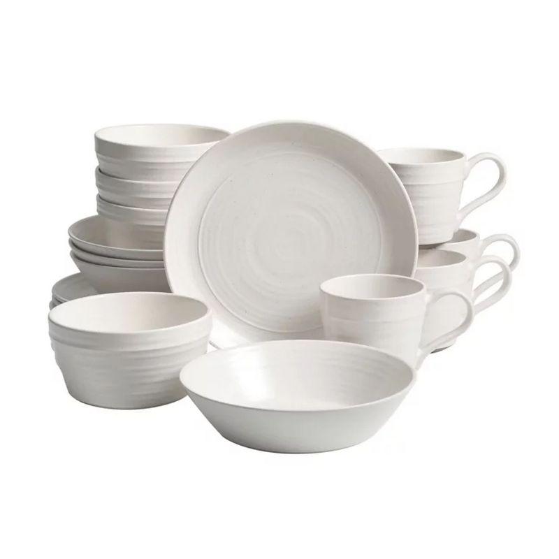 White Ceramic 16-Piece Round Dinnerware Set for 4