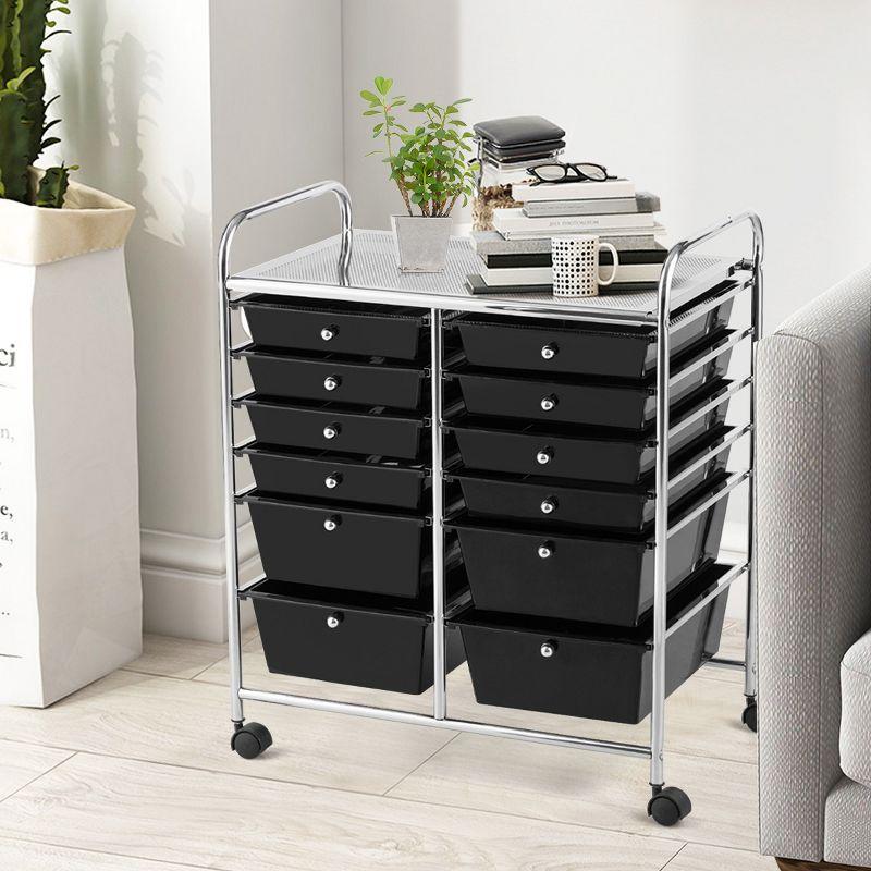 Costway 12 Drawers Rolling Cart Storage Mutlicolor Scrapbook Paper Studio Organizer Bins