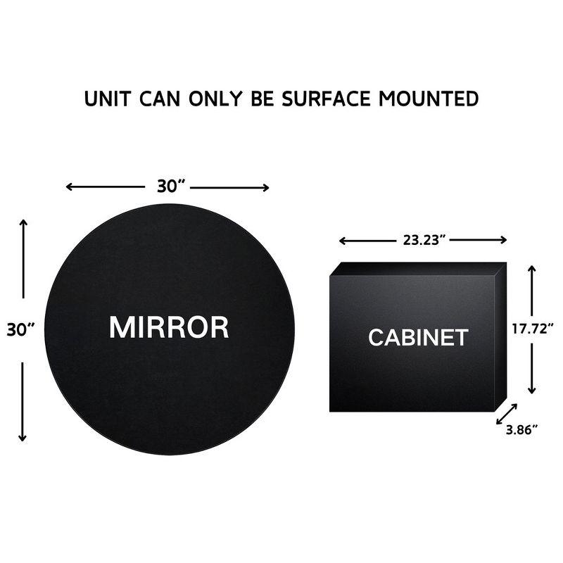 TEHOME  Myriel 30 in. W x 30 in. Surface Mount Round Circle Bathroom Metal Framed Medicine Cabinet with Mirror in Matt Black