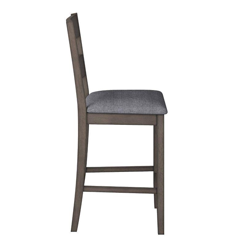 Set of 2 Tuscany Counter Height Dining Chair Washed Gray - CorLiving: Upholstered Square Stools, Footrest, Rubberwood