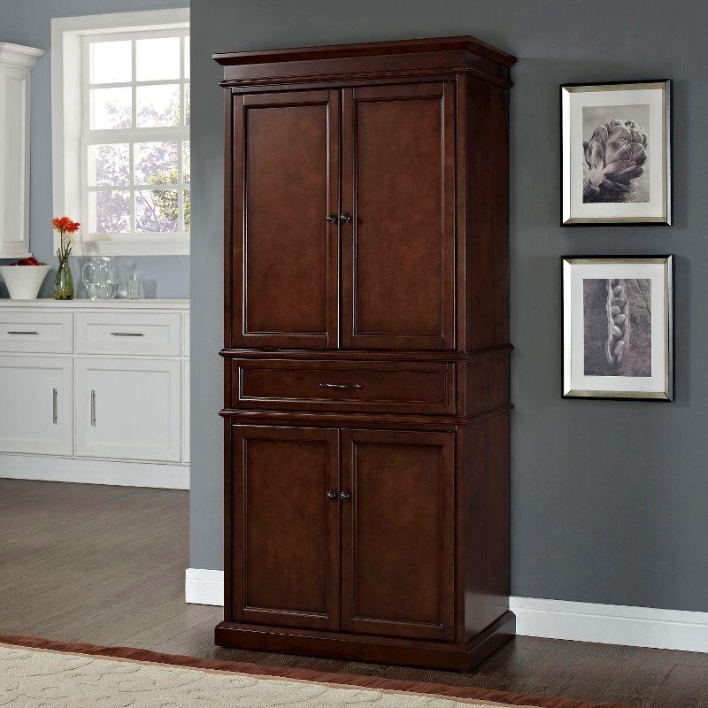 Parsons Pantry Storage Wood/Mahogany - Crosley: Adjustable Shelving, Drawer, Traditional Style