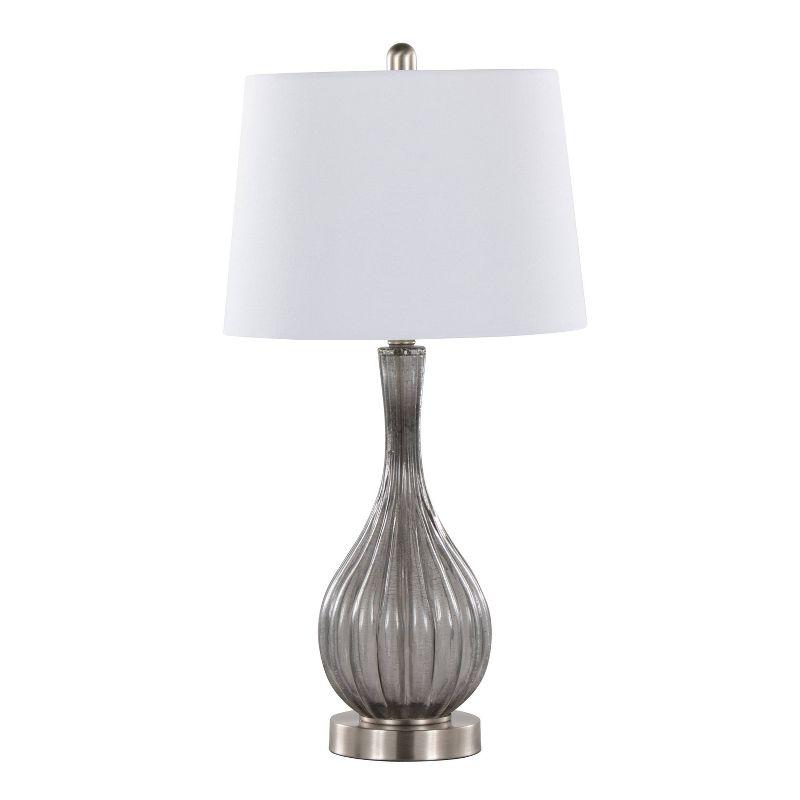 LumiSource (Set of 2) Jenny 27" Contemporary Glass Table Lamps Clear Smokey Brushed Nickel and White Shade from Grandview Gallery: UL Listed