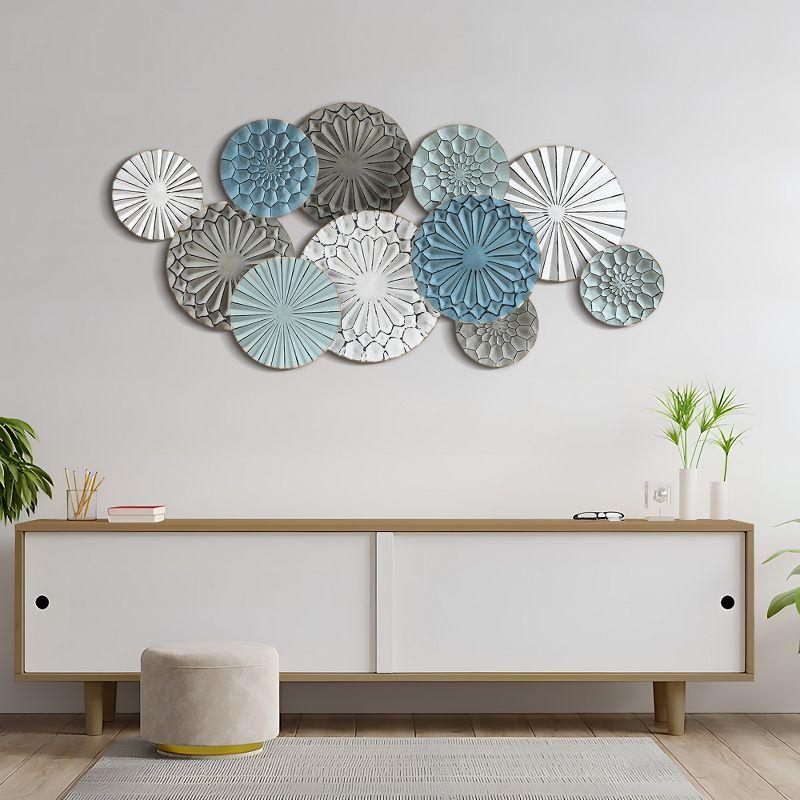 LuxenHome Multi-Color Metal Floral Layered Plates Wall Decor Multicolored