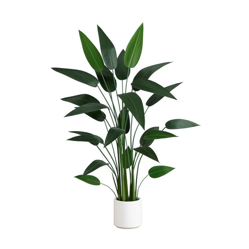 Nearly Natural 5-ft Artificial Sky Bird Tree in White Decorative Planter