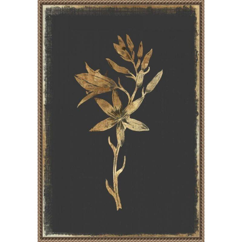 Gold Hyacinth on Black Canvas Framed Wall Art 16 x 23-in