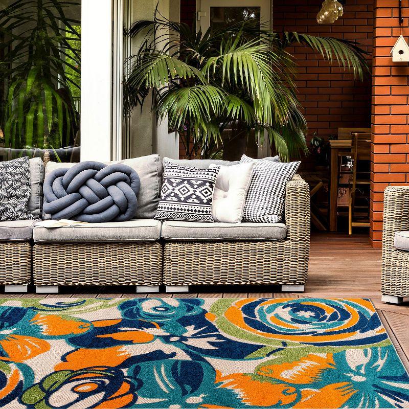 World Rug Gallery Modern Floral Indoor/Outdoor Area Rug - Multi 5' x 7'