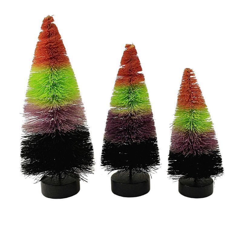 Bethany Lowe 6.0 Inch The Brighter Side Halloween Trees Multi-Colored Black Orange Green Purple Bottle Brush Trees