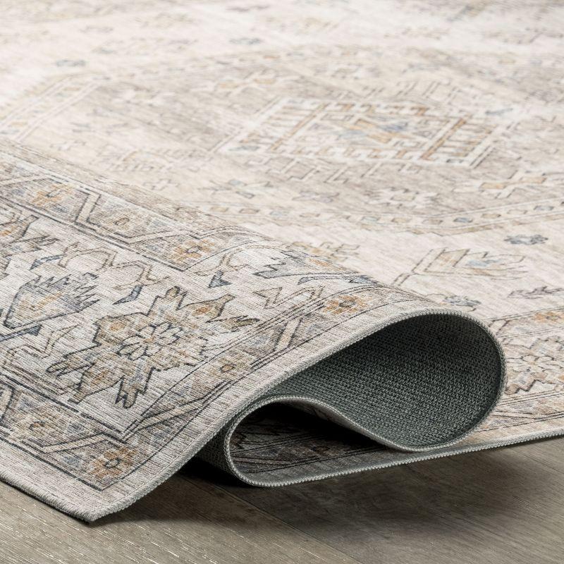 Nuloom Darby Medallion 9x12 Spill Proof Machine Washable Indoor Area Rug for Living Room Bedroom Dining Room, Beige/Ivory