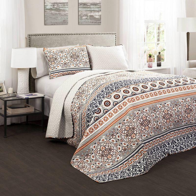 Lush Decor Nesco Navy 320 TC Reversible Modern & Contemporary 3 Piece Quilt Set