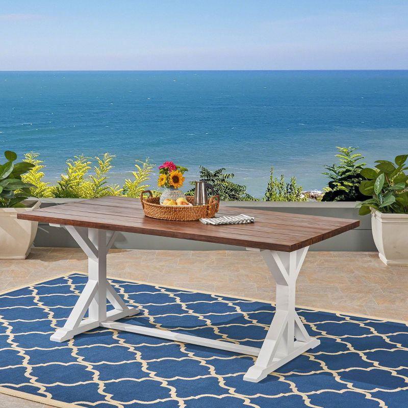 Cassia Rectangle Acacia Wood Dining Table Dark Brown - Christopher Knight Home: Weather-Resistant, Seats 6