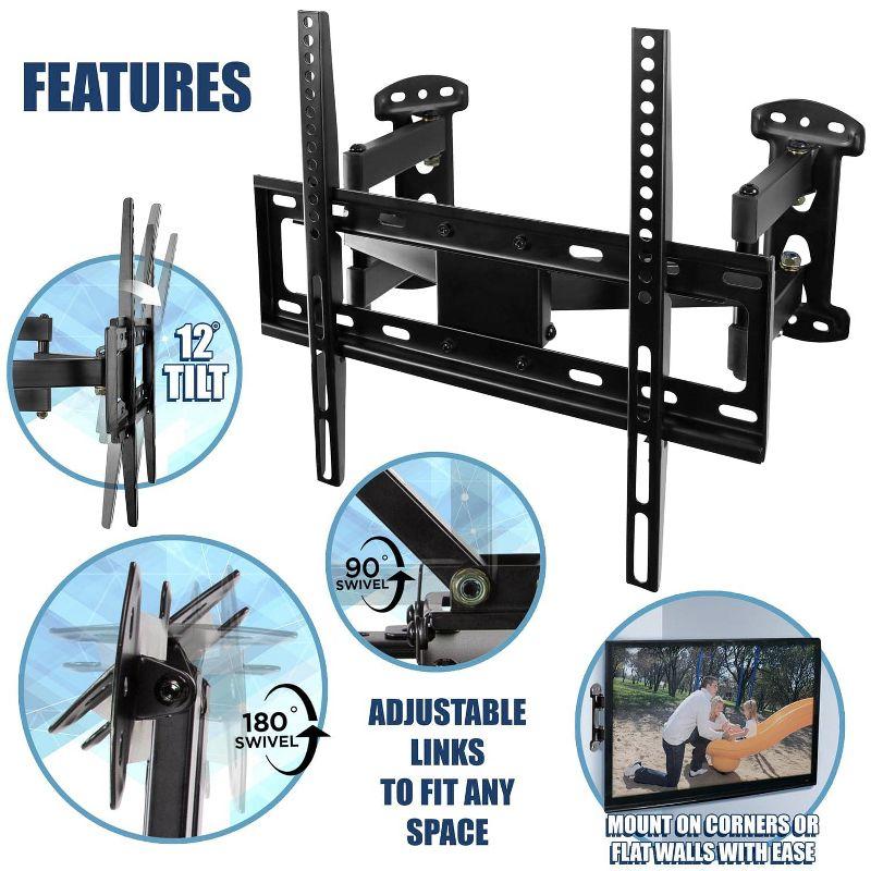 CornerFlex Full-Motion Dual Arm TV Wall Mount Bracket, 32"-55", 66 lbs Capacity