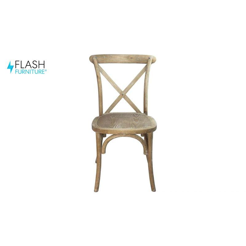Elegant Dark Natural Elm Wood X-Back Dining Chair