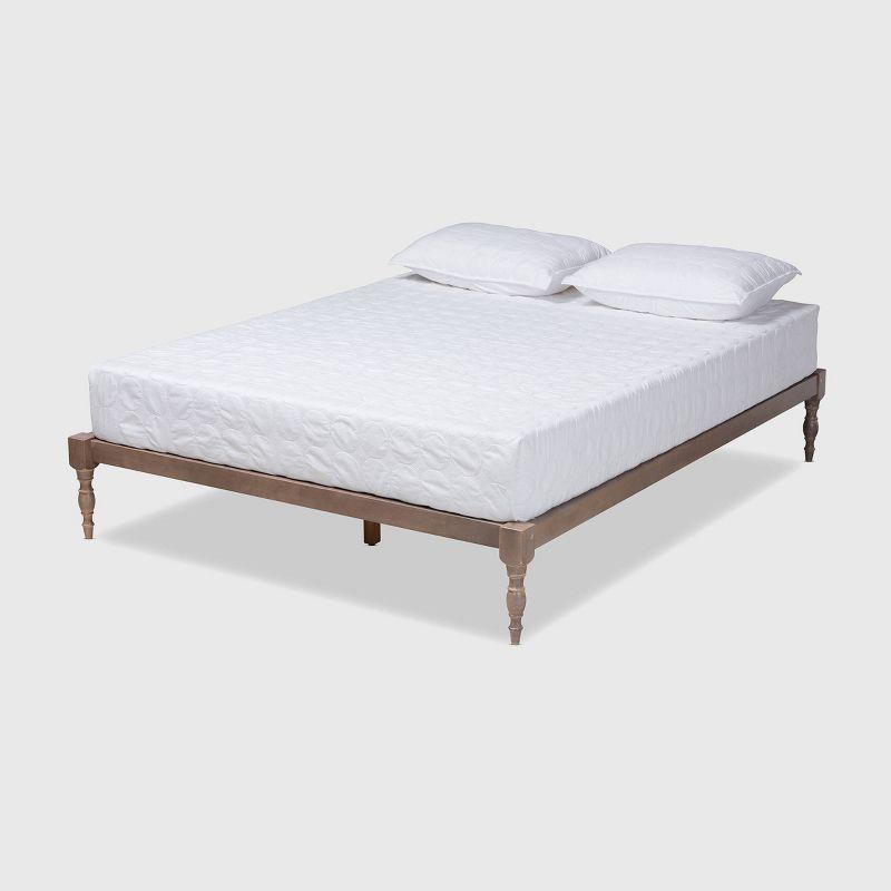 Iseline Full Double Oak Wood Upholstered Platform Bed Frame