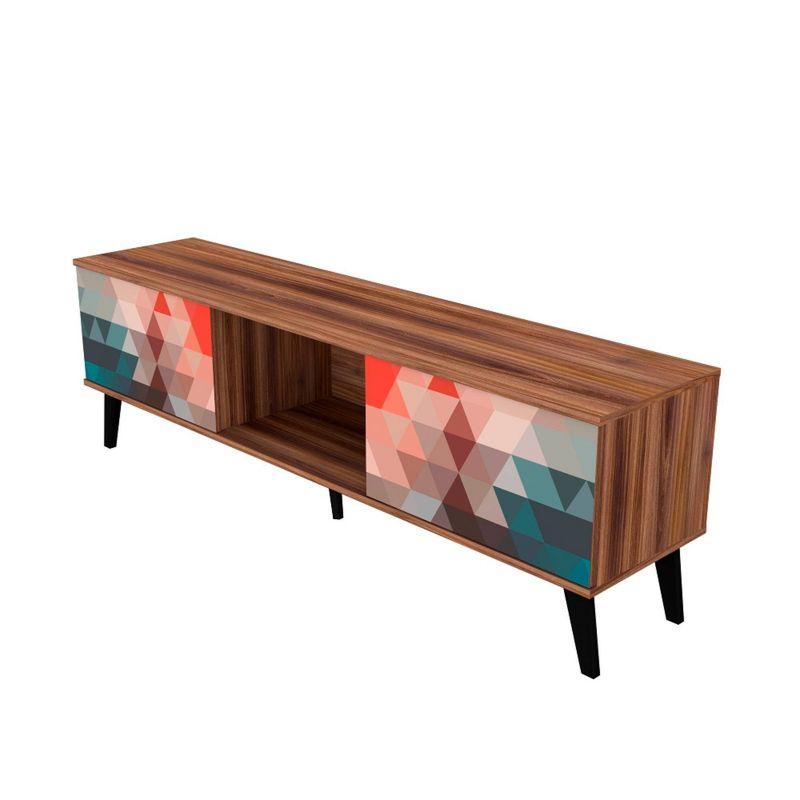 Doyers TV Stand for TVs up to 75" Red/Blue - Manhattan Comfort: Modern Media Console with Storage