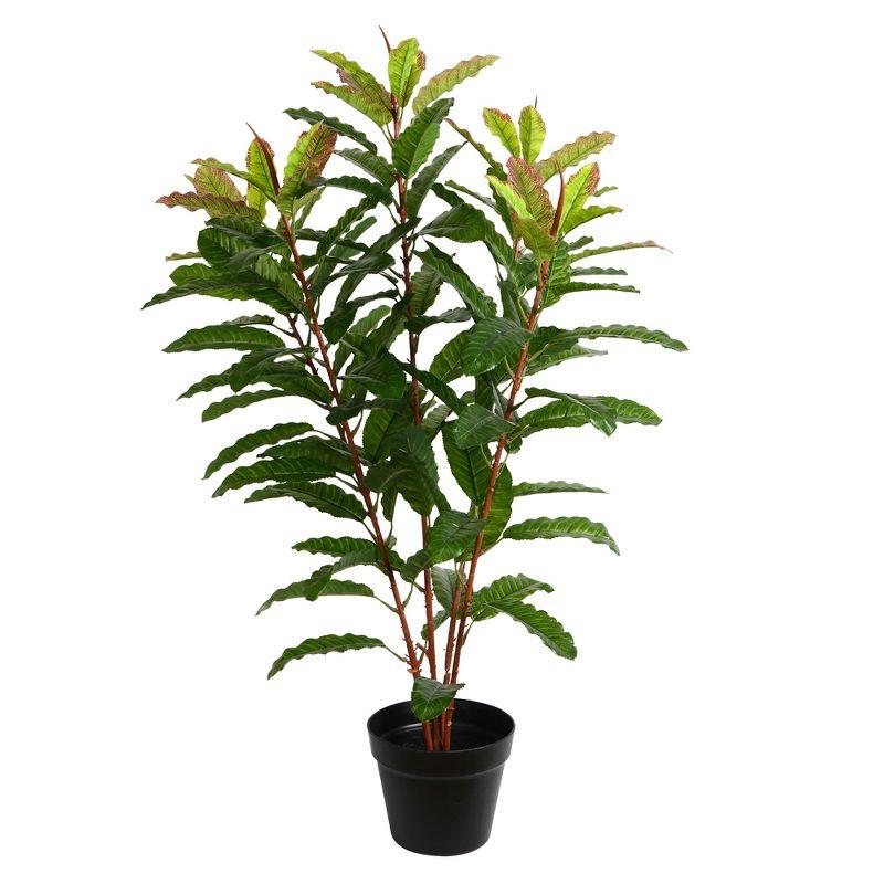 Lush Evergreen 37" Real Touch Myrtle Floor Plant in Black Pot