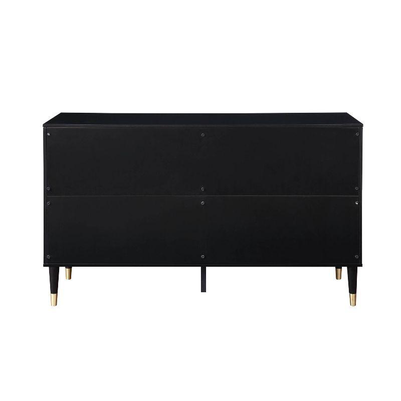 Stanton Modern 6 Drawer Dresser Black - Manhattan Comfort: Chic Acrylic Handles, Gold Feet
