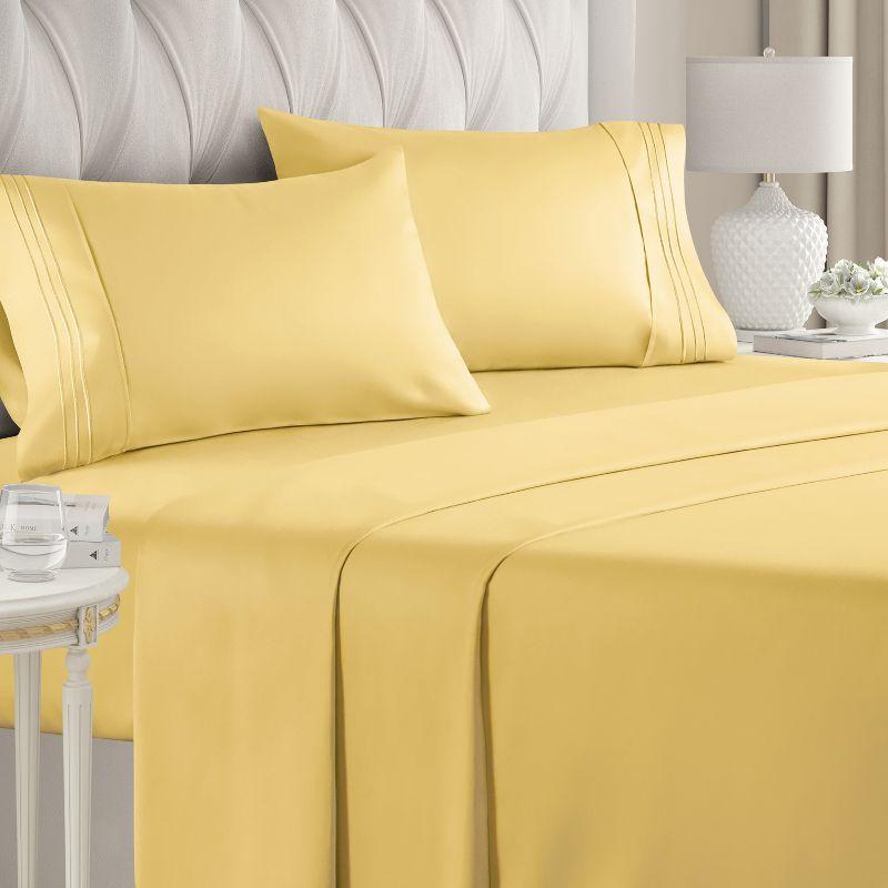 Solid 4 Piece Bed Sheet Set - Ultra Soft and Breathable Sheets - CGK Linens