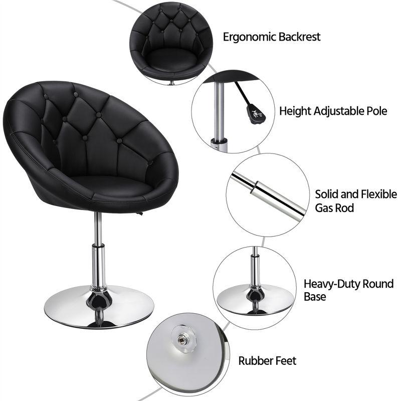Yaheetech Height Adjustable Swivel Upholstered Round Accent Chair Barrel Chair-Black