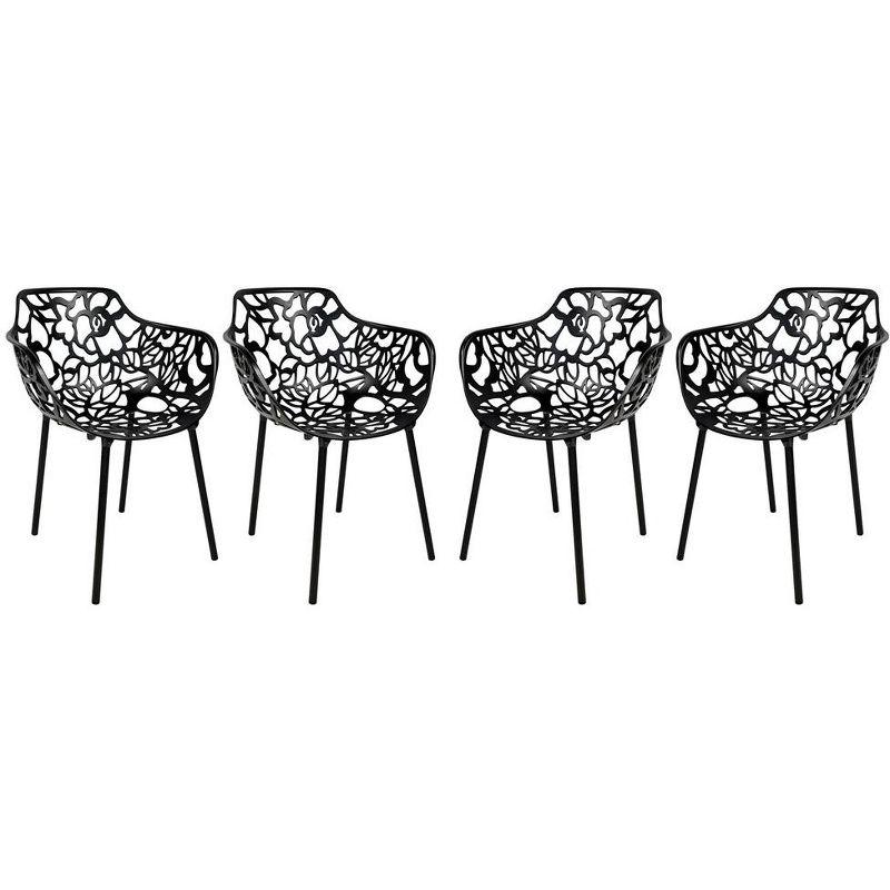 Devon Black Aluminum Stackable Outdoor Dining Chairs, Set of 4