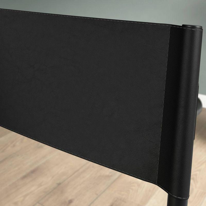 Black Faux Leather and Wood Counter Stool with Metal Frame