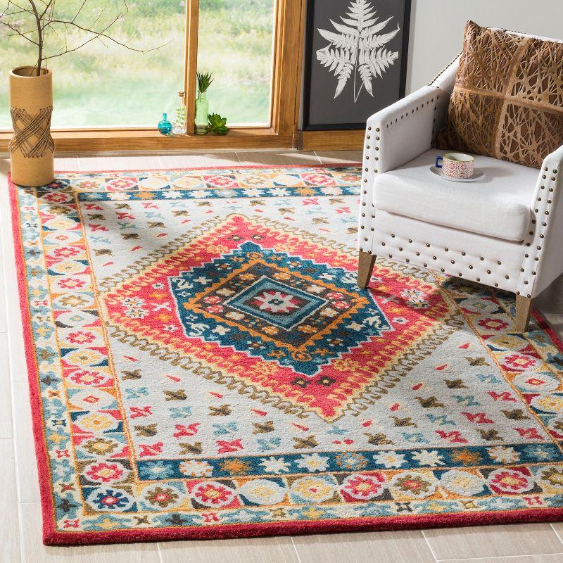 Heritage Rosheen Grey/Red Pure Wool 3' x 5' Traditional Area Rug