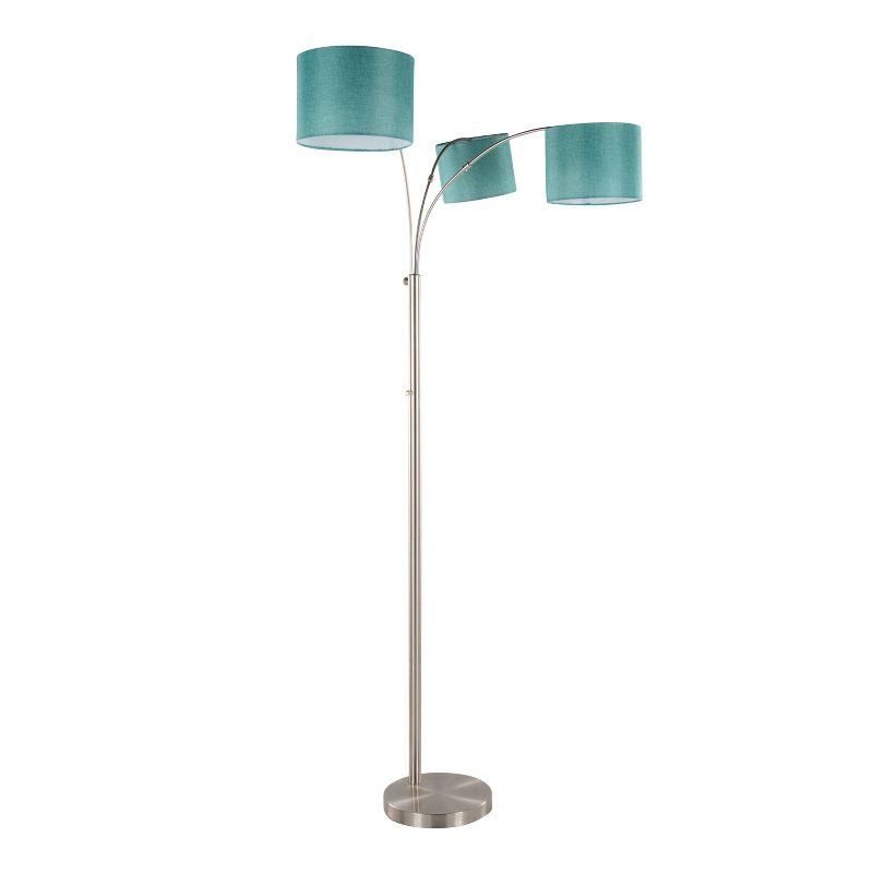 LumiSource Willow Trio 84" Contemporary Metal Floor Lamp Brushed Nickel and Turquoise Linen