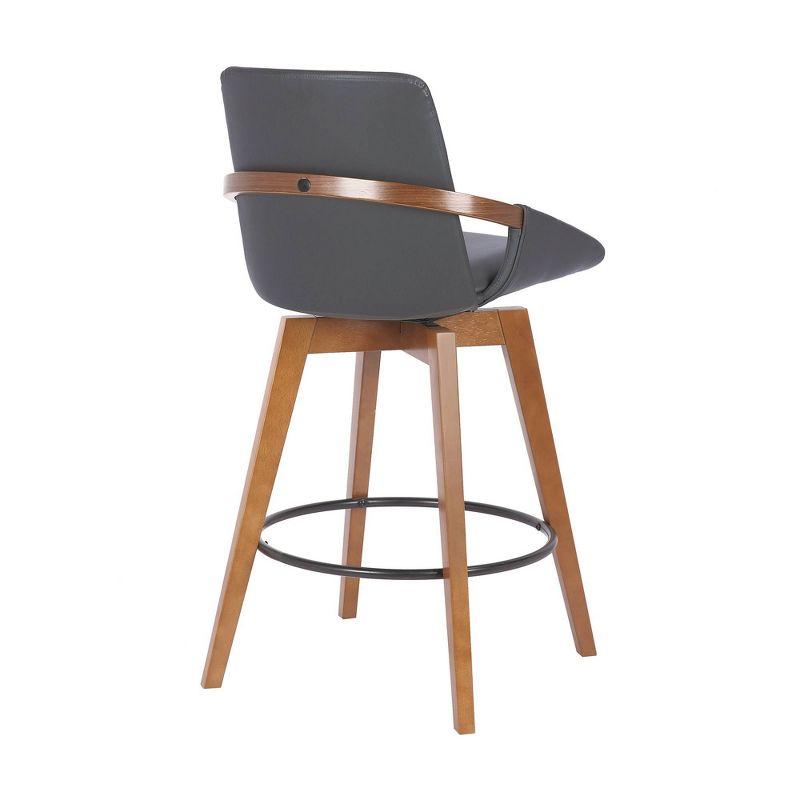 26" Baylor Faux Leather Wood Swivel Counter Height Barstool Gray/Walnut - Armen Living