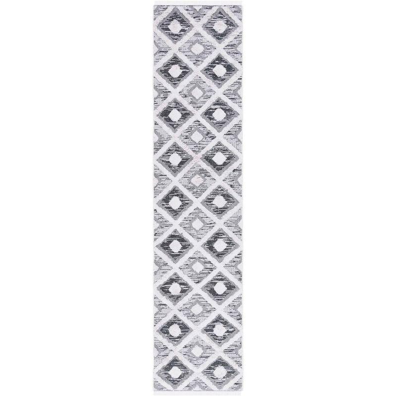 Augustine Black and Ivory Flat Woven Runner Rug