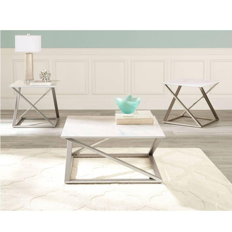 Zurich Square End Table White/Chrome - Steve Silver Co.