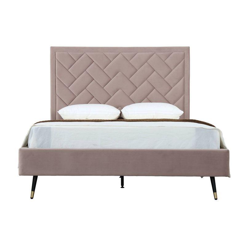 Manhattan Comfort Crosby Modern Velvet Upholstered Bed