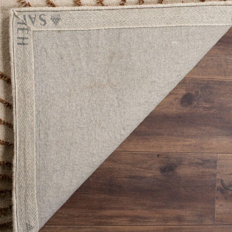 Beige Wool and Viscose Hand-Tufted Runner Rug